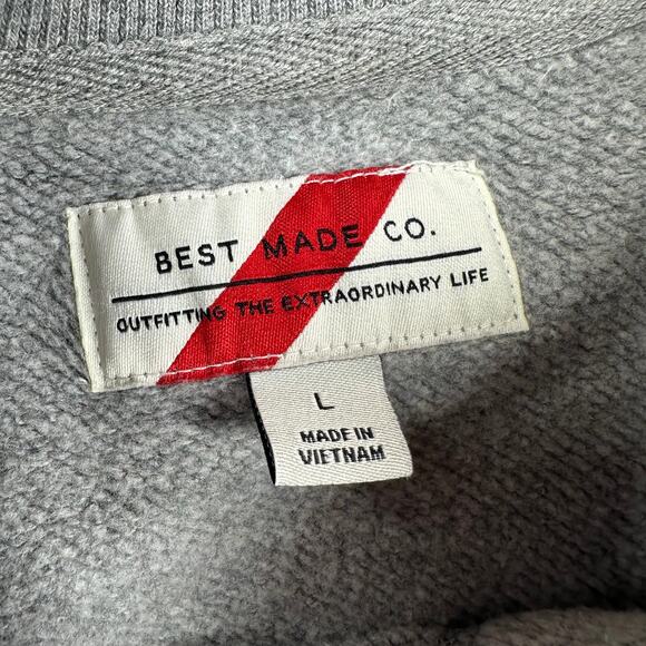 Best Made Co Sweatshirt Mens Large Heather Gray Supima Sweat Logo Crew Neck - Picture 4 of 10